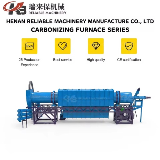 Environment Friendly Continuous Rotary Pyrolysis Furnace Carbonization Plant With Gas Recycling System for Zero Emission