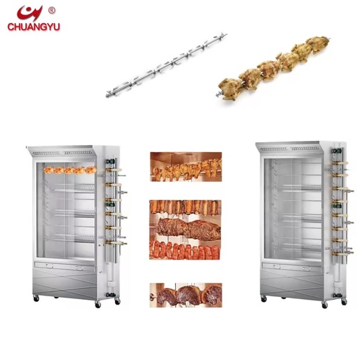 CHUANGYU 6/8 Layer Commercial Stainless Steel Cabinet-Style Gas-Fired Chicken Roaster Can Roast 30-40 Chickens One Time
