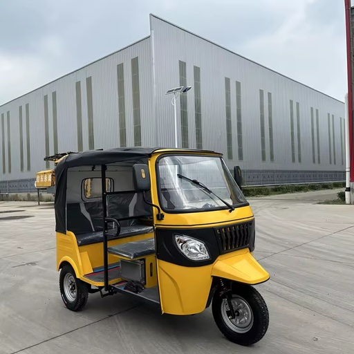 Gasoline 3-Wheel Reverse Tricycle Tuk Tuk Motorized Closed Body Passenger Vehicle