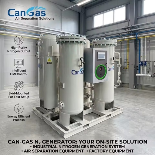 PSA Nitrogen Generator High Purity Industrial Nitrogen Generation System Skid Mounted HMI Control for Manufacturing Plant