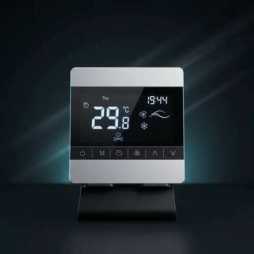 T8200F Digital Programmable RS485 Optional Fan Coil Thermostat 12V/220V Square Flame Retardant PC+ABS Energy Saving Wall-mounted