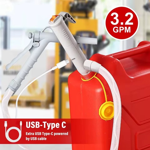 3.2GPM Manual Nozzle Battery Powered ATEX Certified Plastic Fuel Transfer Pump with USB for Oil Station Use