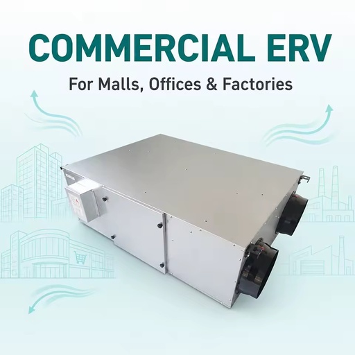 Commercial ERV Energy Recovery Ventilator 75% Efficiency RS485 Centralized Control Building Project OEM Flexible Energy Saving