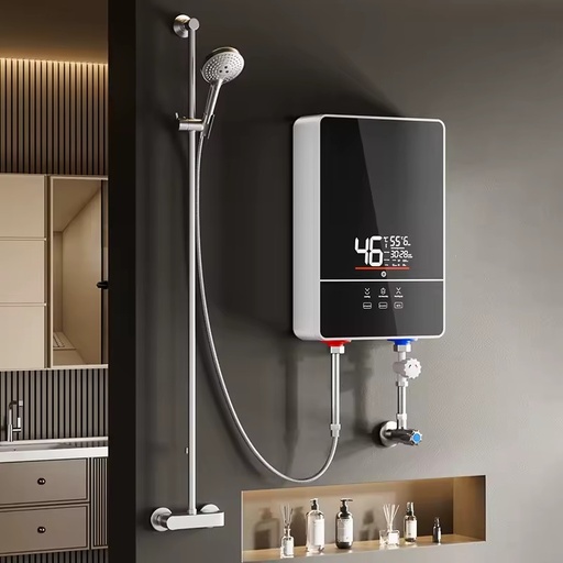 6000W Adjustable Temperature Instant Electric Water Heater Stainless Steel Heating Element IPX4 Waterproof Plastic Outdoor RV