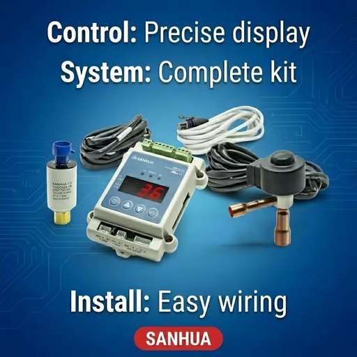 SANHUA EEV Kit Electronic Expansion Valve Control Kit SEC611 SEC612 Controller + Sensor + LPF Valve for Cold Room Refrigeration
