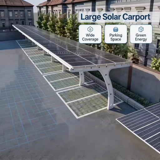 Flexible Adjustable Photovoltaic Carport Support System For Public Parking Lot Solar Power Project Durable Mounting Parts