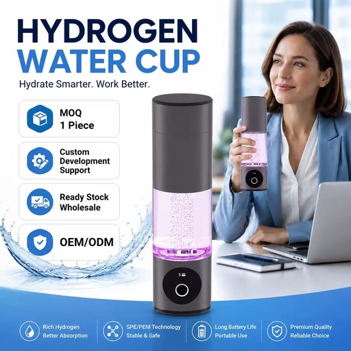 Professional Hydrogen Water Bottle Generator High Concentration H2 Maker for Fitness Gym Wellness and Portable Car Use