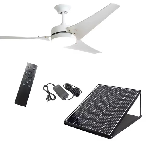 Solar Ceiling Fan with Light 60inch DC Motor 60W Solar Panel App-Controlled Remote Control Electric Outdoor Household Plastic