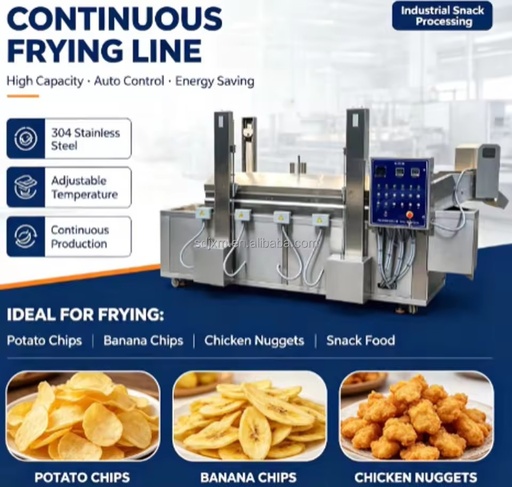Automatic Electric Gas Diesel Custom Capacity Continuous Fryer for Fried Food Processing Line