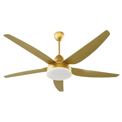 Luxury 56-inch BLDC Energy Saving Golden Ceiling Fan 5-Speed Remote Control Timing Ceiling Hanging Fan with Integrated LED Light