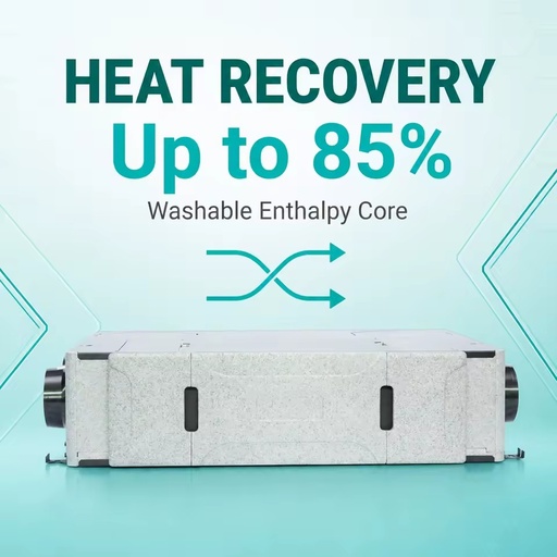Quiet ERV 26dB Energy Recovery Ventilator with Washable Enthalpy Core for Whole House Ventilation
