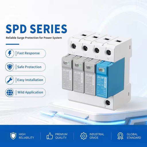 4P 275V AC SPD 20kA/40kA T2 Surge Protective Device, Copper Plastic for AC Power Lightning Protection, YSP-NPE