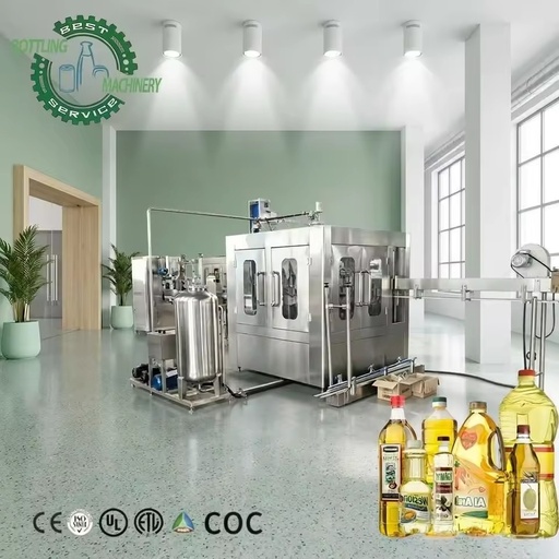 Low-Care 3000-25000BPH PET Oil Filling Unit for Peanut Sunflower Oil Using Precise Valve Coding Print Auto Feed Sensor