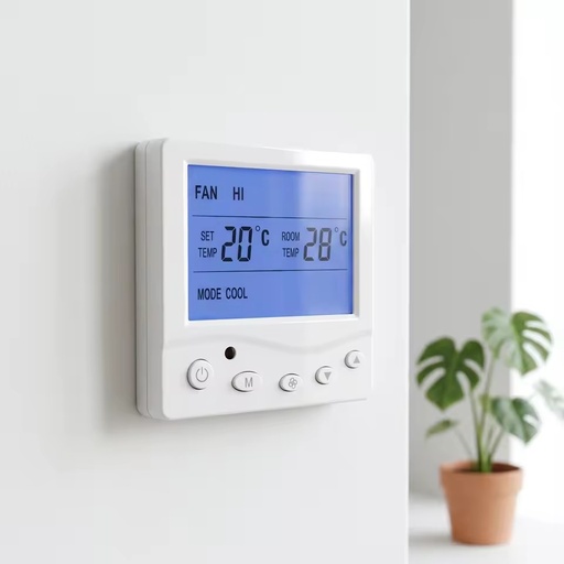 AC803F Square Digital Fan Coil 2/4 Pipes Thermostat 220V Energy Saving Flame Retardant PC+ABS Wall-mounted HVAC Systems Modern