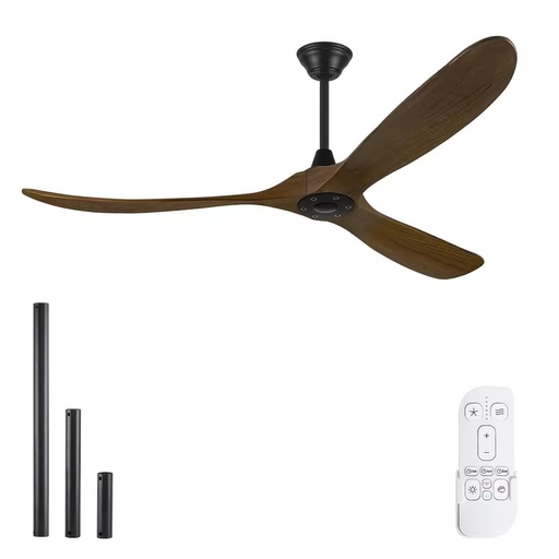 Hot Selling Modern BLDC Ceiling Fan Wooden Propeller 60" Remote Control Outdoor Hotel Household Energy Saving App-Controlled
