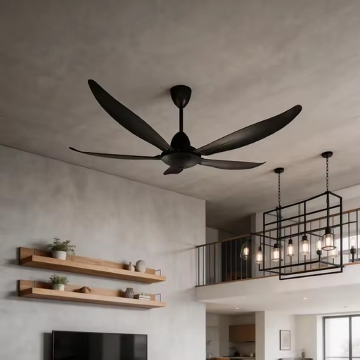 Ultra-Quiet 56 Inch Ceiling Fan Remote Control High Ceiling Hanging Fan BLDC Energy Saving Plastic Fan for Ceiling