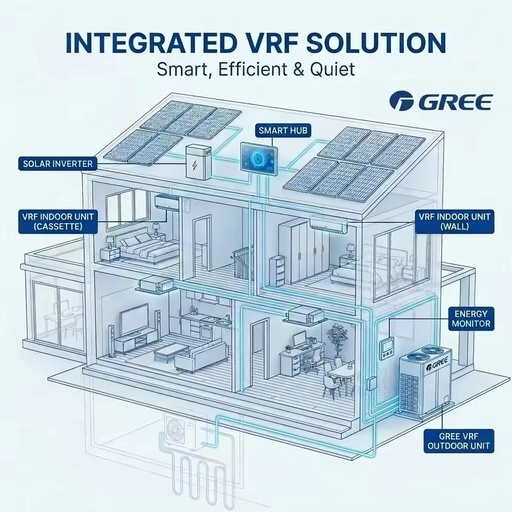 Gree WiFi Smart 4 Zone Multi Split Air Conditioner with Energy Saving Mode