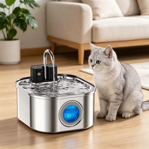 Factory Cat Water Fountain Wireless Stainless Steel Rechargeable Battery Operated Automatic Pet Fountain with 4200 Mah Battery