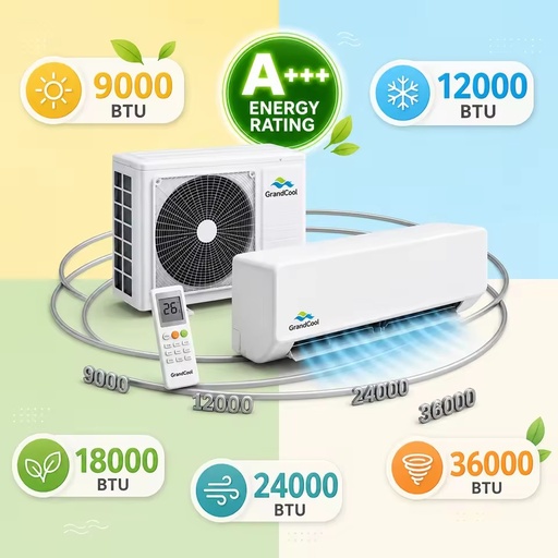 A/C System 9000-36000 BTU Variable Speed HVAC A+++ Tier Eco Chilling Split Aircon CE Certified