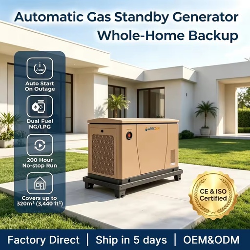 12kW Whole House Standby Generator Natural Gas LPG Dual Fuel with Fast Setup and Reliable Backup Power