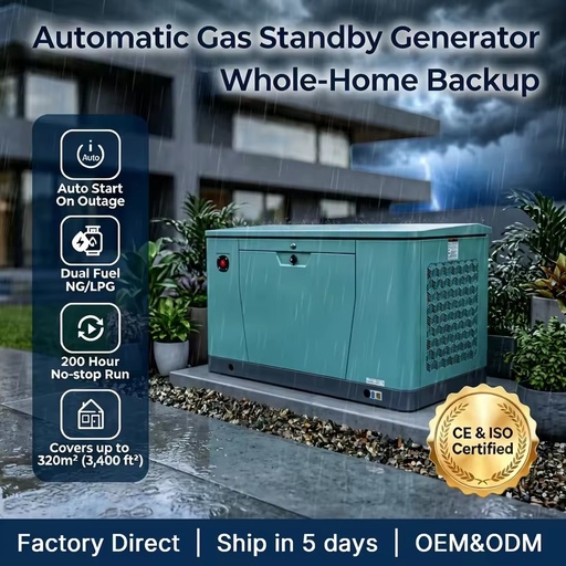 24kW / 30kVA Three Phase Backup Gas Generator Natural Gas LPG 500H Full Load Tested Easy Installation