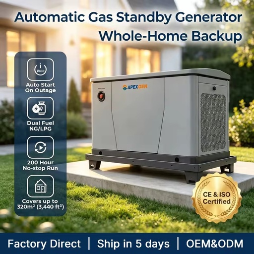 8kW Standby Generator Natural Gas LPG Dual Fuel with Three in One Support Frame Design