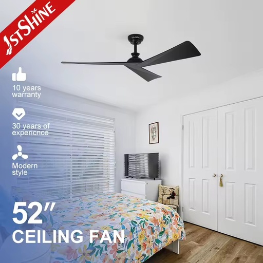 1stshine OEM/ODM Indoor 110-240V DC Motor 6 Speeds Black Plastic Blades Smart Ceiling Fan Without Light