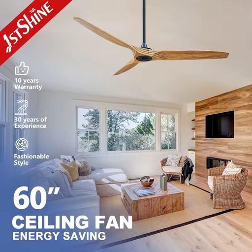 1stshine Solid Wood 2026 Graceful Voice Control Heavy Duty Eco Friendly Timer Function Professional Grade TUYA Wifi Ceiling Fan