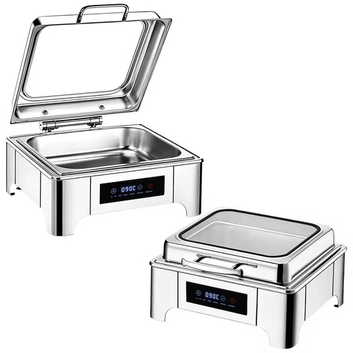 6L Square Stainless Steel Electric Chafing Dish Food Warmer with Digital Display for Hotel Buffet Restaurant and Event Catering