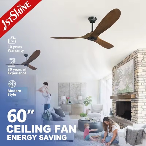 1stshine Energy Saving Quiet Copper Motor 3 Wooden Blades 60" No Light Ceiling Fan with Smart APP Control