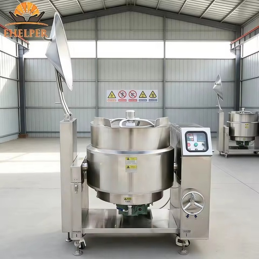 Automatic Gas Double Jacketed Commercial Sauce Maker Tilting Cooking Mixer Pot with Motor for Bakery & Seasoning Plant Use