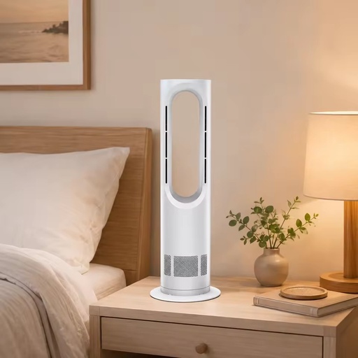 AZ588PRO 2IN1 PTC COOL HEAT LEAFLLESS TOWER FAN DC MOTOR LCD REMOTE 75DEG SWING DESK FLOOR BSCI 17YRS SAFE MUTE FACTORY