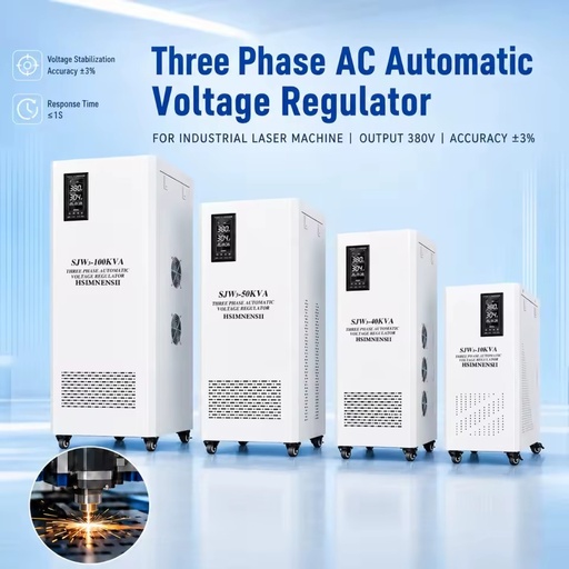 Three Phase 10KVA 50KVA 60KVA Servo Motor Voltage Regulator 280V-430V SVC AVR Stabilizer LCD Display AC Current Users 50/60Hz