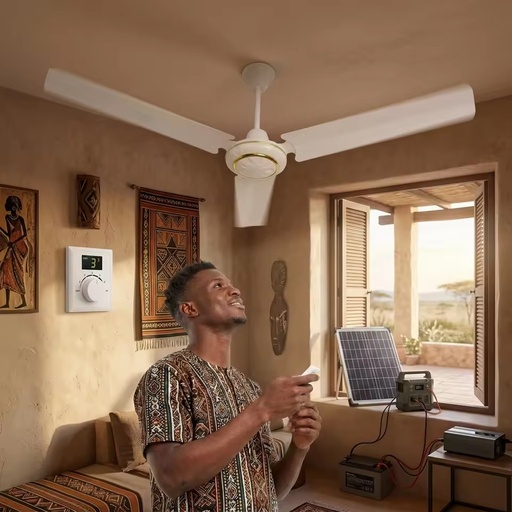 12V Dc Ceiling Fan with Remote Control with Adapter for Solar Powered 3 Blade Bldc 56 Inch Ceiling Fan