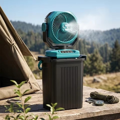 30000mAh Battery Misting Fan 15L Large Water Tank 5 Speeds Auto Oscillating Portable Camping Tent Fan with LED Light Power Bank