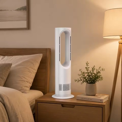 AZ588PRO 2IN1 PTC COOL HEAT LEAFLLESS TOWER FAN DC MOTOR LCD REMOTE 75DEG SWING DESK FLOOR BSCI 17YRS SAFE MUTE FACTORY