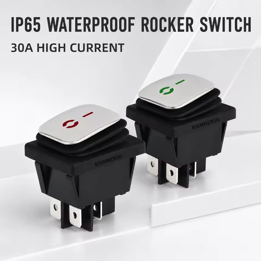 KCD4 16A Waterproof Stainless Steel Rocker Switch 4 Pin on OFF LED Lighted Push Button Power Switch for Electrical Equipment