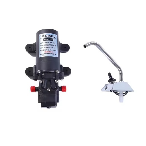 12V Galley Water Pump Basin Tap Faucet Kit with 4L/min Flow Rate and 35psi Pressure TiCN Finish for Caravan & Boat Use