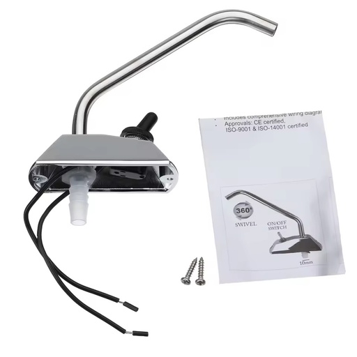 RV Marine Kitchen Sink Stainless Steel 12V Faucet Tap for Camper Caravan with Full 360 Degree Rotation