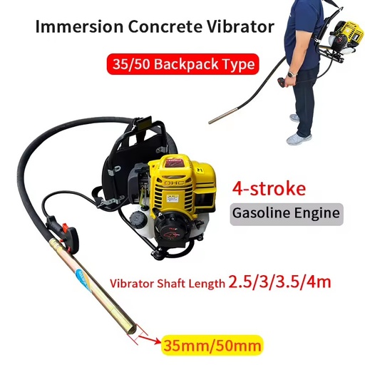 Factory Direct Backpack Concrete Vibrator with Concrete Vibrating Poker Portable Concrete Compaction Machine for Construction