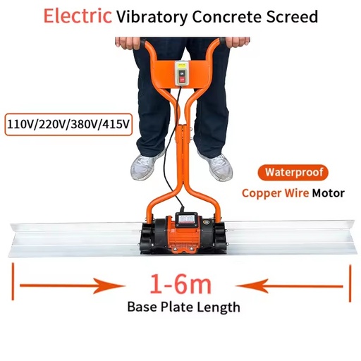 Electric Concrete Surface Screed 1kW Waterproof Motor Protection High Efficiency Vibrating Screed with 1-6m for Construction