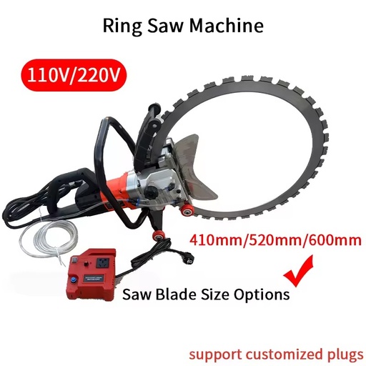 600 Type Electric Ring Saw Machine Concrete Wall Cutter for Deep Cutting EU Plug Replaceable 410mm 520mm Saw Blades