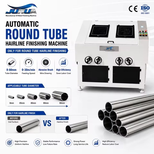 Automatic Pipe Belt Polishing Machine Round Tube Grinder Stainless Steel Metal Buffing Industrial Equipment