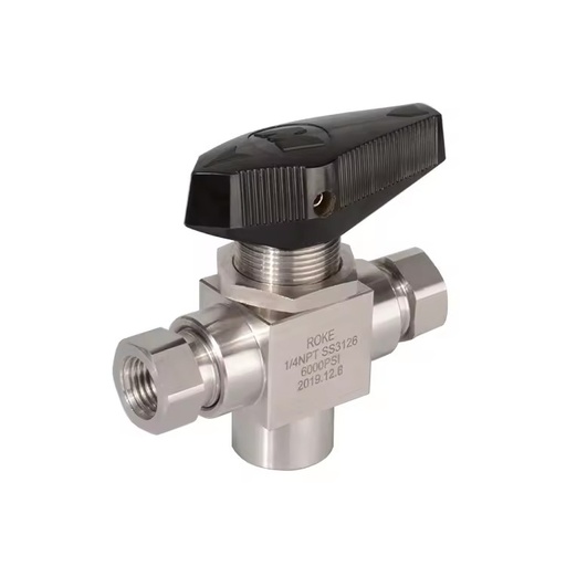 Stainless Steel Manual Instrumentation Ball Valve Female Thread 3-Way Trunnion Ball Valves 6000 Psig