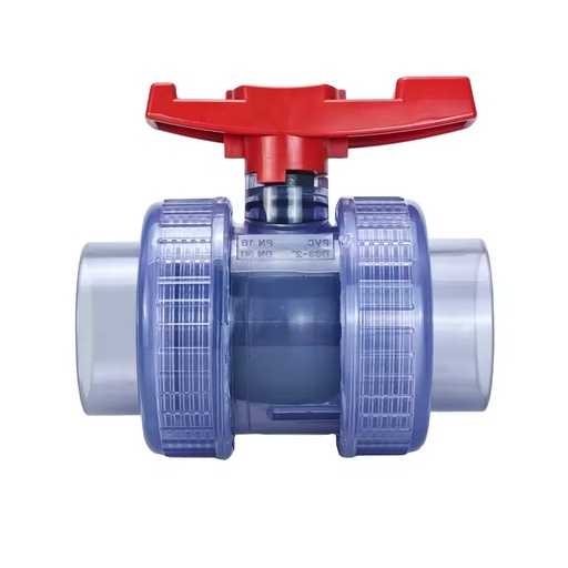 Socket Clear Transparent UPVC PVC Thermoplastic Plastic Double Union Ball Valve