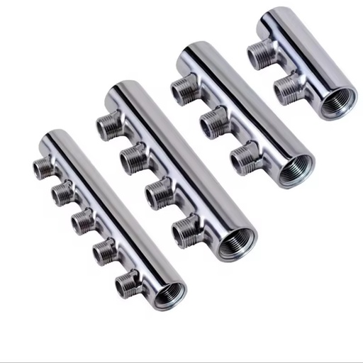 Sanitary SS304 316L Stainless Steel Manifold Mirror Polished Hexagon Head Female Connectivity Water Distribution Header for