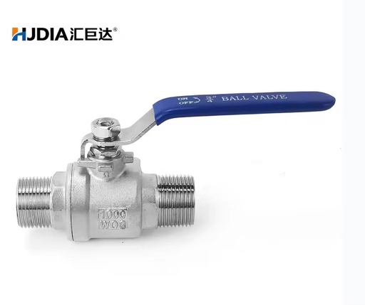 304 Stainless Steel Manual Control 2 Piece Double External Thread Ball Valve Male Thread -50C~100C 70-375 psi