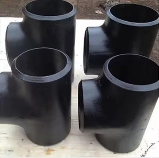 Black Carbon Steel Pipe Connector Fitting SCH40 Straight Tees