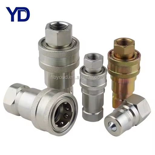 ISO-B Interchange Hydraulic Fitting Coupler 1/2" Carbon Steel Open and Close Type Hydraulic Quick Disconnect Coupling