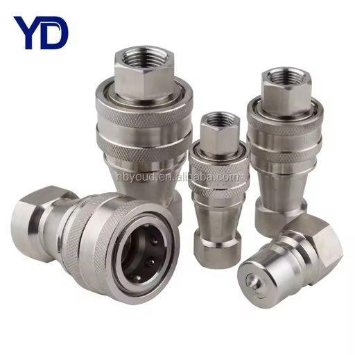 ISO-B Interchange Hydraulic Fitting Coupler 1/2" 304/316 Stainless Steel Open and Close Quick Disconnect Coupling